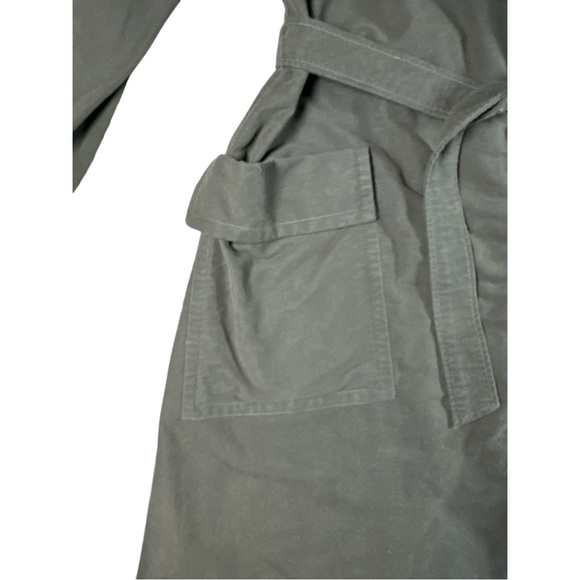 Free People Brushed Cotton Long Duster Belted Coat Medium Olive Green Heavy - Picture 3 of 16